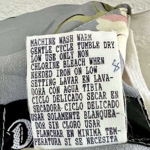 Vtg 80s 90s Dawn Joy Blue Floral Midi Dress Tie Waist Cottagecore Size 11/12 - Picture 13 of 14